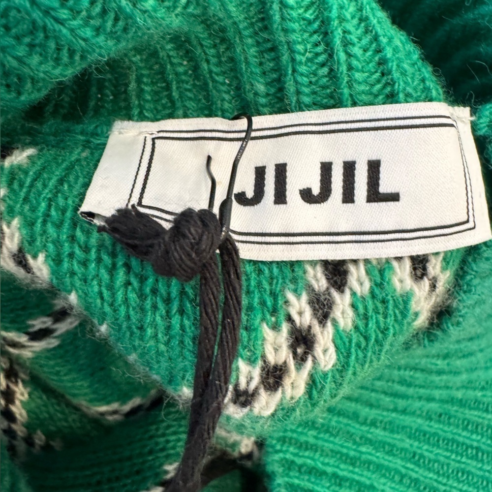 Jijil Green Patterned Knit Sweater Dress Wool Blend Chic Modern Sporty 40/M EU - Picture 7 of 10